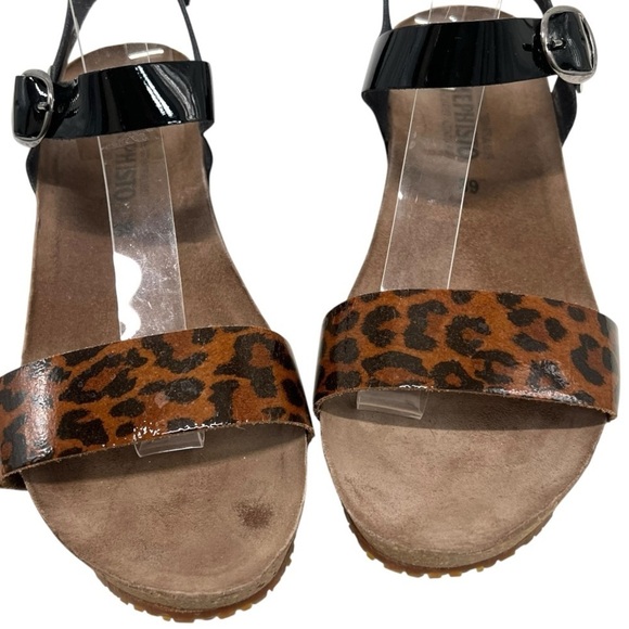 Mephisto Bayton Animal Print 2 Tone Comfort Wedge Leather Sandals Women’s 39 - Picture 5 of 13